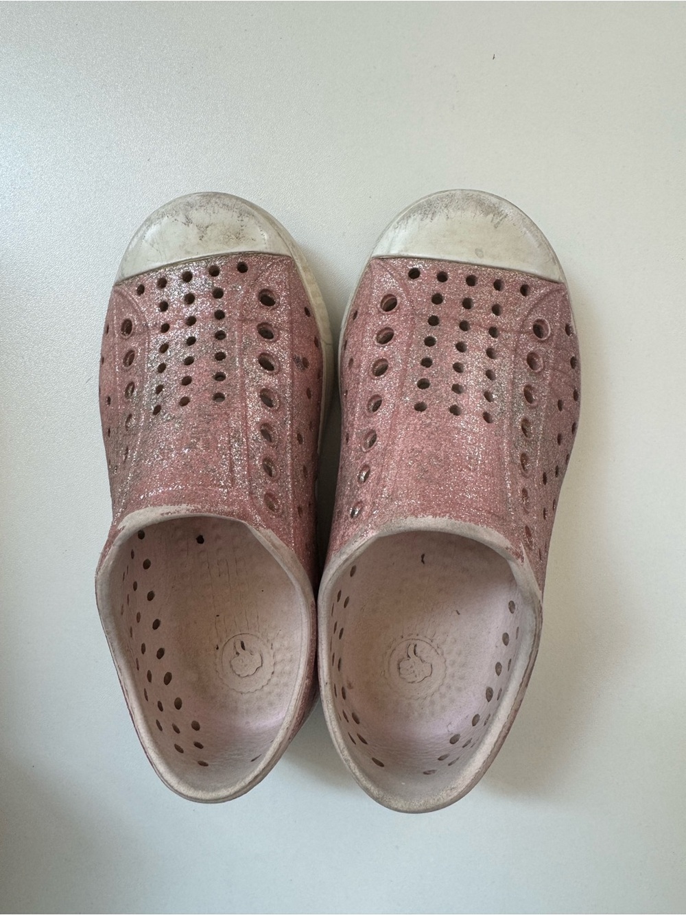 Kids Pink Sparkle Native Slip On Shoes - Size Toddler 9